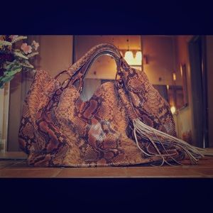 Genuine Leather Gili Snake Print Bag